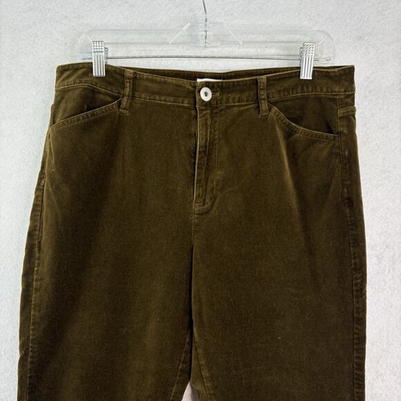 J Jill Women Sz 12P Olive Green Straight Leg Pant Romantic Whimsygoth Academia - Picture 3 of 6